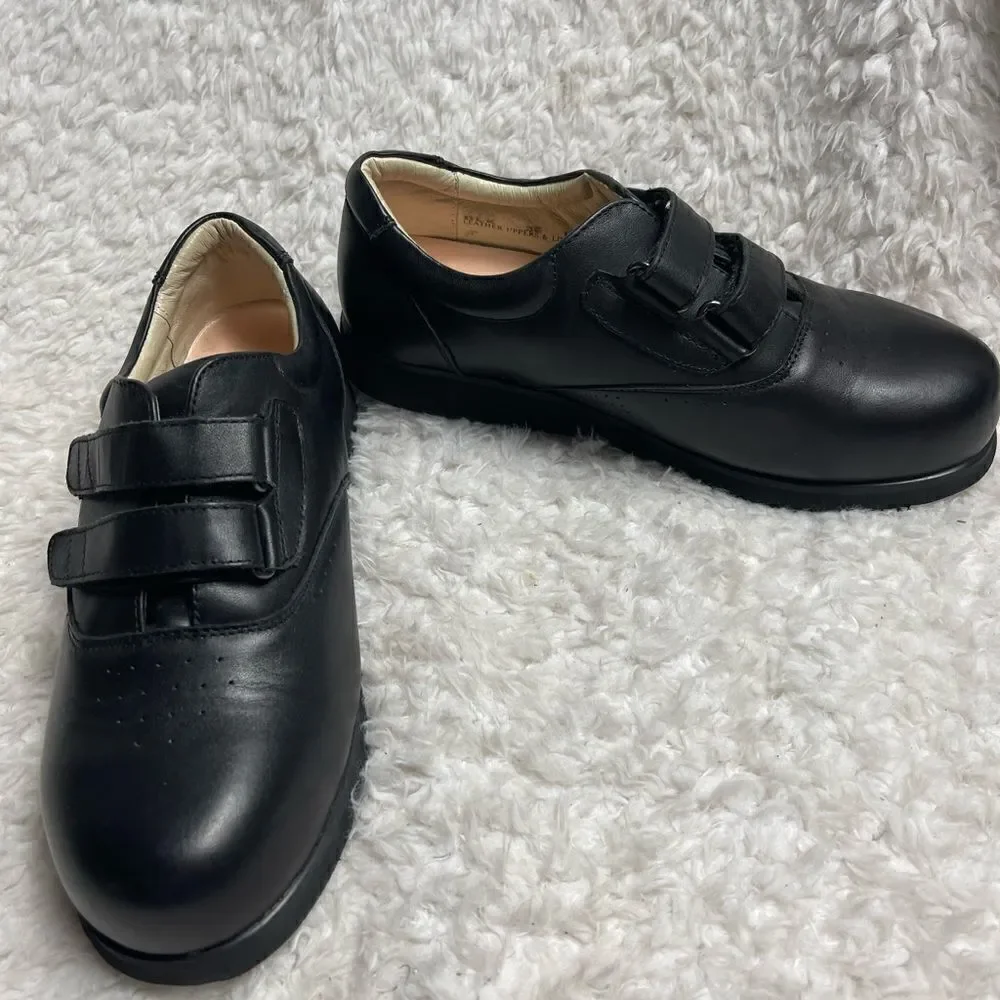 Mt.Emey Double VStraps Black Leather Men Therapeutic Shoes Size10.5.